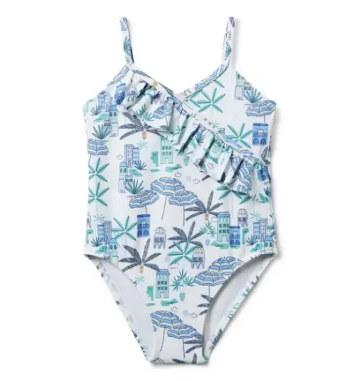 Recycled Coastal Getaway Ruffle Swimsuit