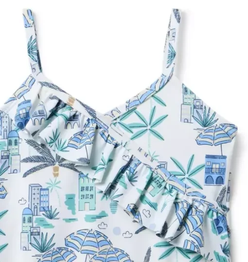 Recycled Coastal Getaway Ruffle Swimsuit