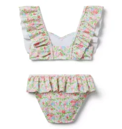 Recycled Ditsy Floral Ruffle 2-Piece Swimsuit