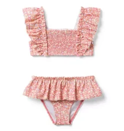 Recycled Ditsy Floral Smocked 2-Piece Swimsuit