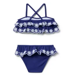 Recycled Eyelet Ruffle 2-Piece Swimsuit