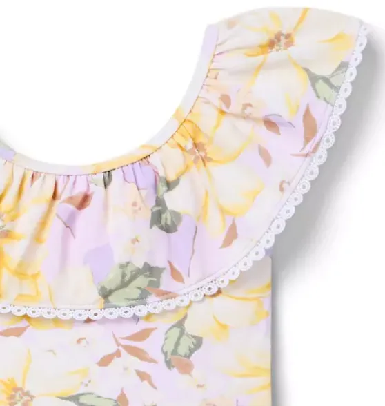 Recycled Floral Ruffle Swimsuit