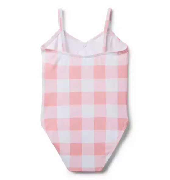 Recycled Gingham Ruffle Swimsuit