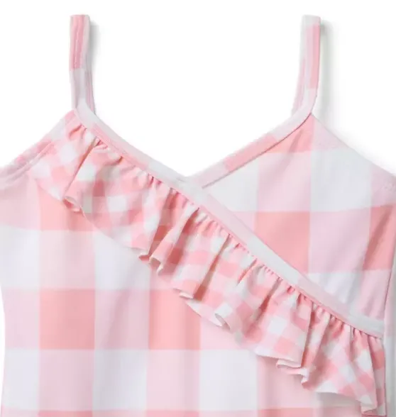 Recycled Gingham Ruffle Swimsuit