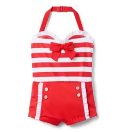 Recycled Retro Striped Swimsuit