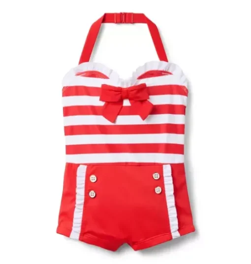 Recycled Retro Striped Swimsuit