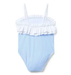 Recycled Striped Ruffle Swimsuit