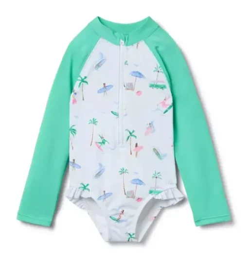 Recycled Surfer Rash Guard Swimsuit