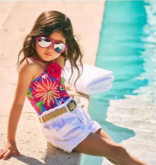 Recycled Tropical Floral Rosette Swimsuit