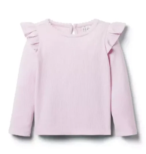 Ribbed Ruffle Shoulder Top