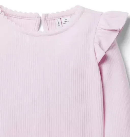 Ribbed Ruffle Shoulder Top