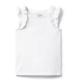 Ribbed Ruffle Sleeve Top