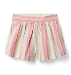 Striped Linen-Cotton Short
