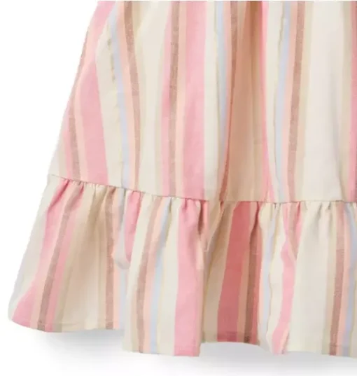 Striped Linen-Cotton Smocked Dress