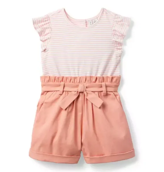 Striped Paperbag Waist Romper