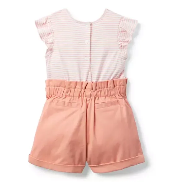 Striped Paperbag Waist Romper