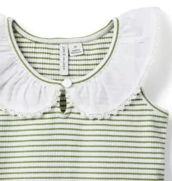Striped Ribbed Collar Top