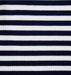 Striped Ribbed Ruffle Shoulder Top