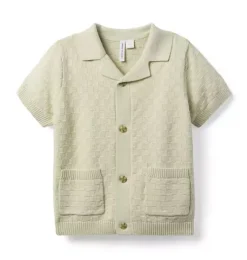 Textured Knit Collared Sweater