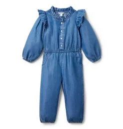 The Chambray Ruffle Jumpsuit