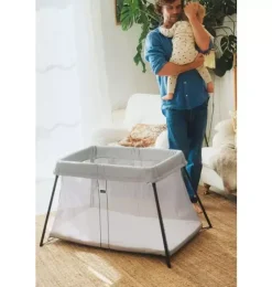 Travel Crib Light Silver & Fitted Sheet Bundle Pack