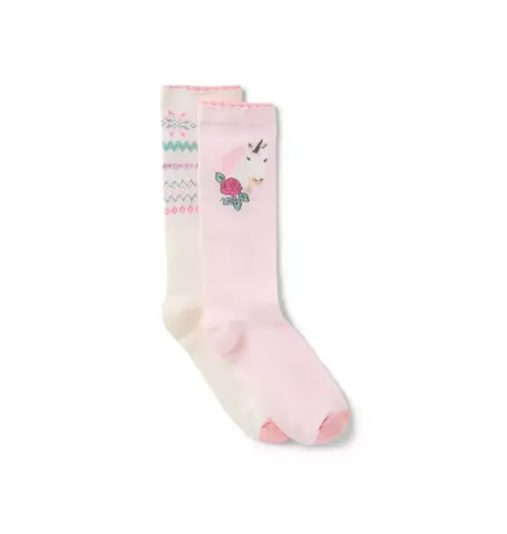 Unicorn And Fair Isle Sock 2-Pack