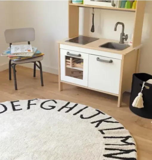 Washable Rug ABC Natural - Black