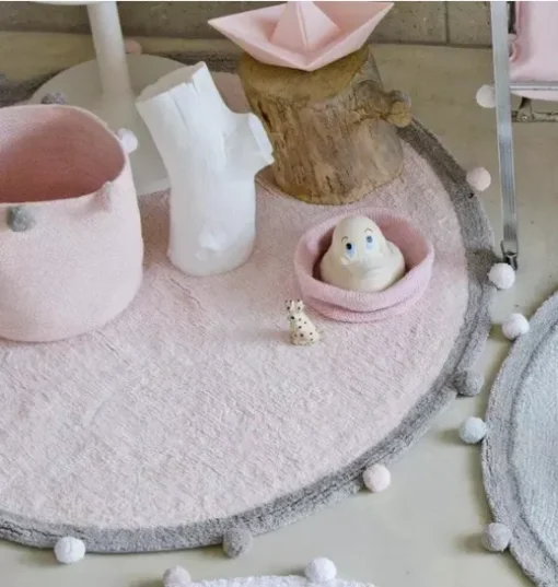 Washable Rug Bubbly Soft Pink - Grey