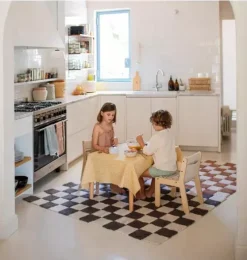 Washable Rug Kitchen Tiles Dark Grey