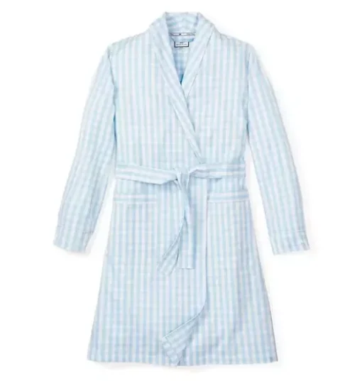 Women's Light Blue Gingham Robe