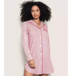 Women's Nightshirt in Antique Red Ticking