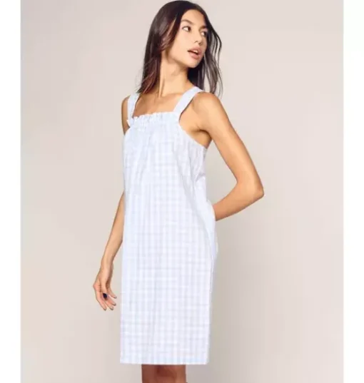 Women's Twill Annabelle Nightgown in Light Blue Gingham