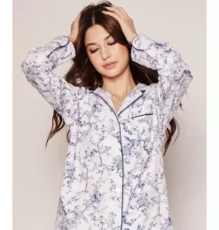 Women's Twill Pajama Set in Blue Timeless Toile
