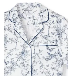Women's Twill Pajama Set in Blue Timeless Toile