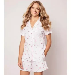 Women's Twill Short Pajama Set in Flamingos