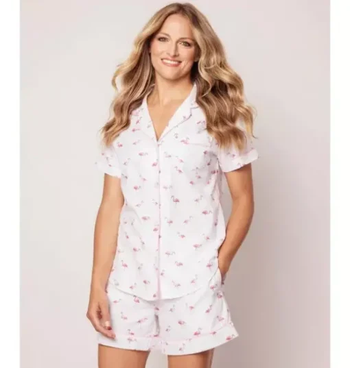Women's Twill Short Pajama Set in Flamingos