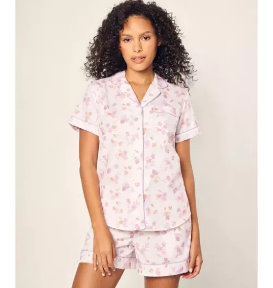 Women's Twill Short Pajama Set in Seashell Splendor