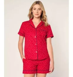 Women's Twill Short Sleeve Short Pajama Set in Anchors Away
