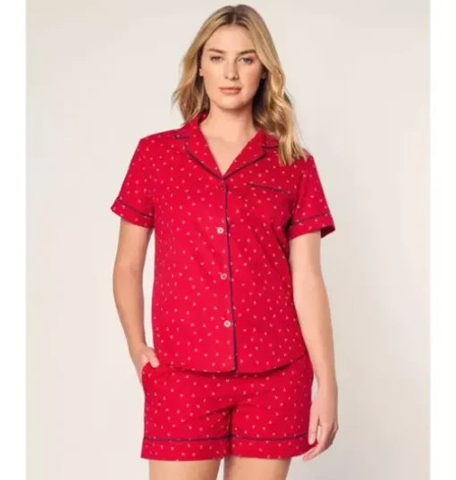 Women's Twill Short Sleeve Short Pajama Set in Anchors Away