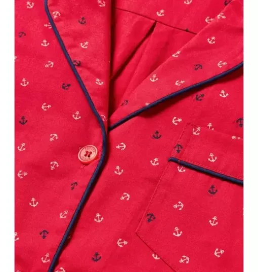 Women's Twill Short Sleeve Short Pajama Set in Anchors Away