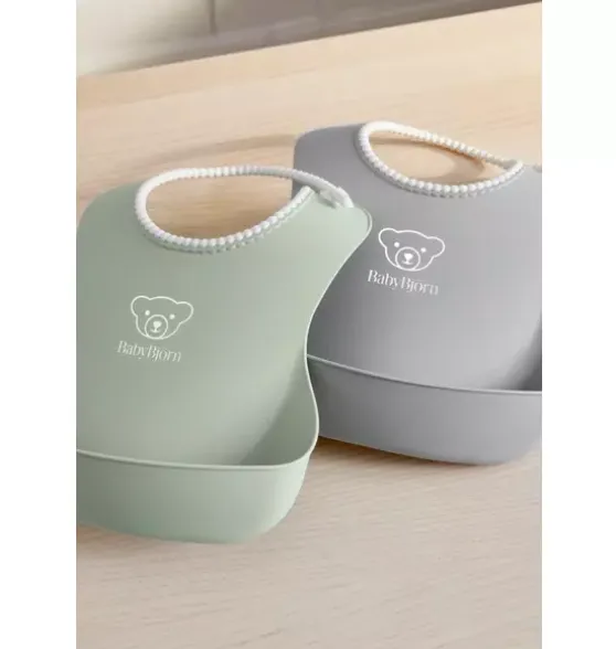 Baby Bib 2-Pack, Gray / Green