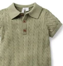 Baby Collared Cable Knit Romper