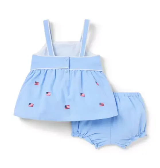 Baby Embroidered Flag Matching Set