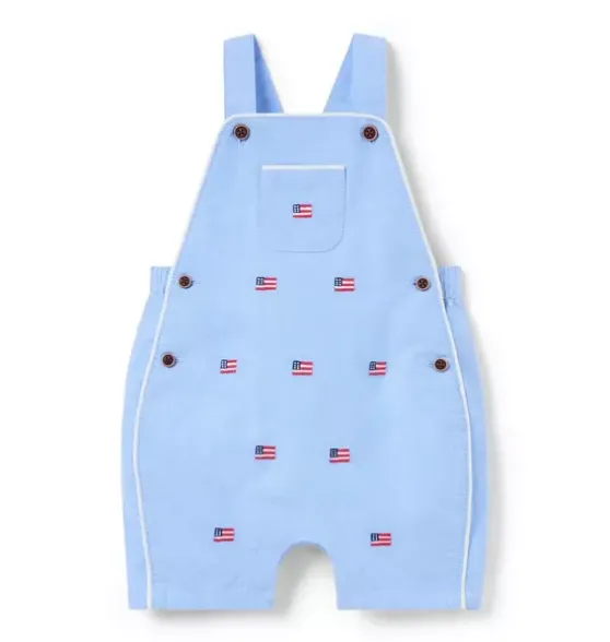 Baby Embroidered Flag Oxford Overall