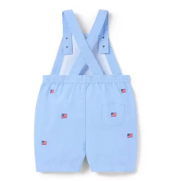 Baby Embroidered Flag Oxford Overall