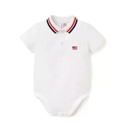 Baby Embroidered Flag Pique Polo Bodysuit
