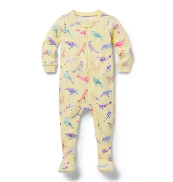 Baby Good Night Footed Pajama In Bird