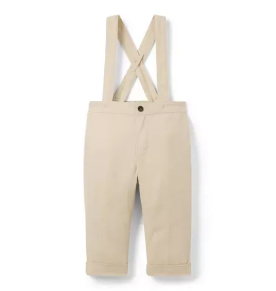 Baby Linen-Cotton Suspender Pant