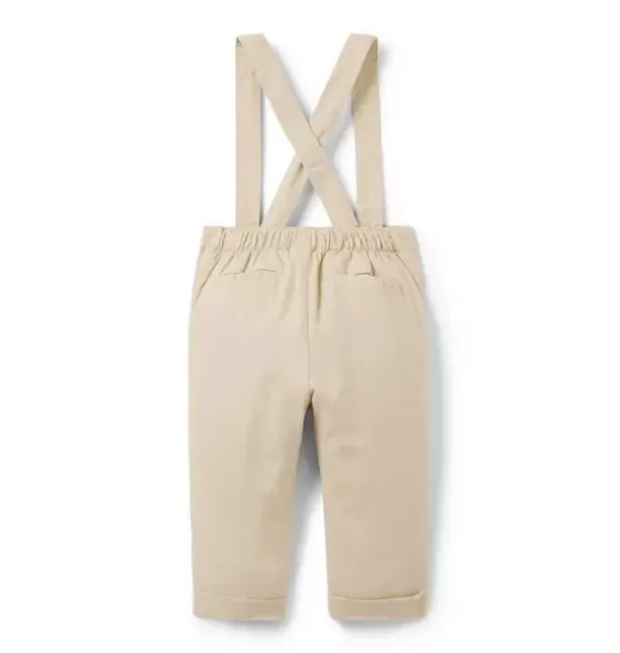 Baby Linen-Cotton Suspender Pant