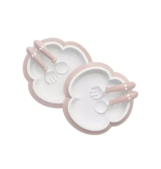 Baby Plate, Spoon & Fork, 2 Sets, Powder Pink